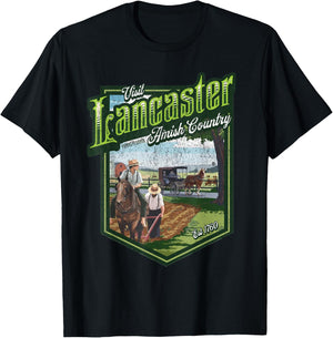 Visit Lancaster Pennsylvania Amish Country Est 1760 Logo T-Shirt - T-Shirt | Black