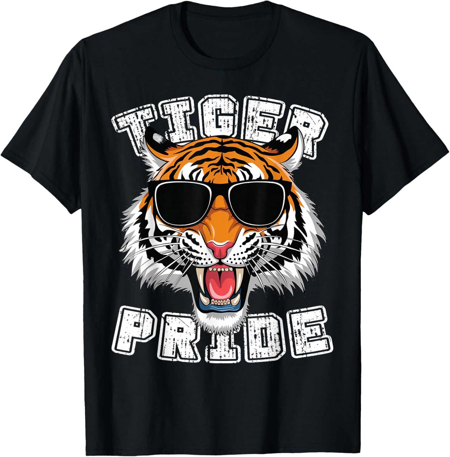 Tiger Pride Retro Tiger School Sports Team T-Shirt - T-Shirt | Black