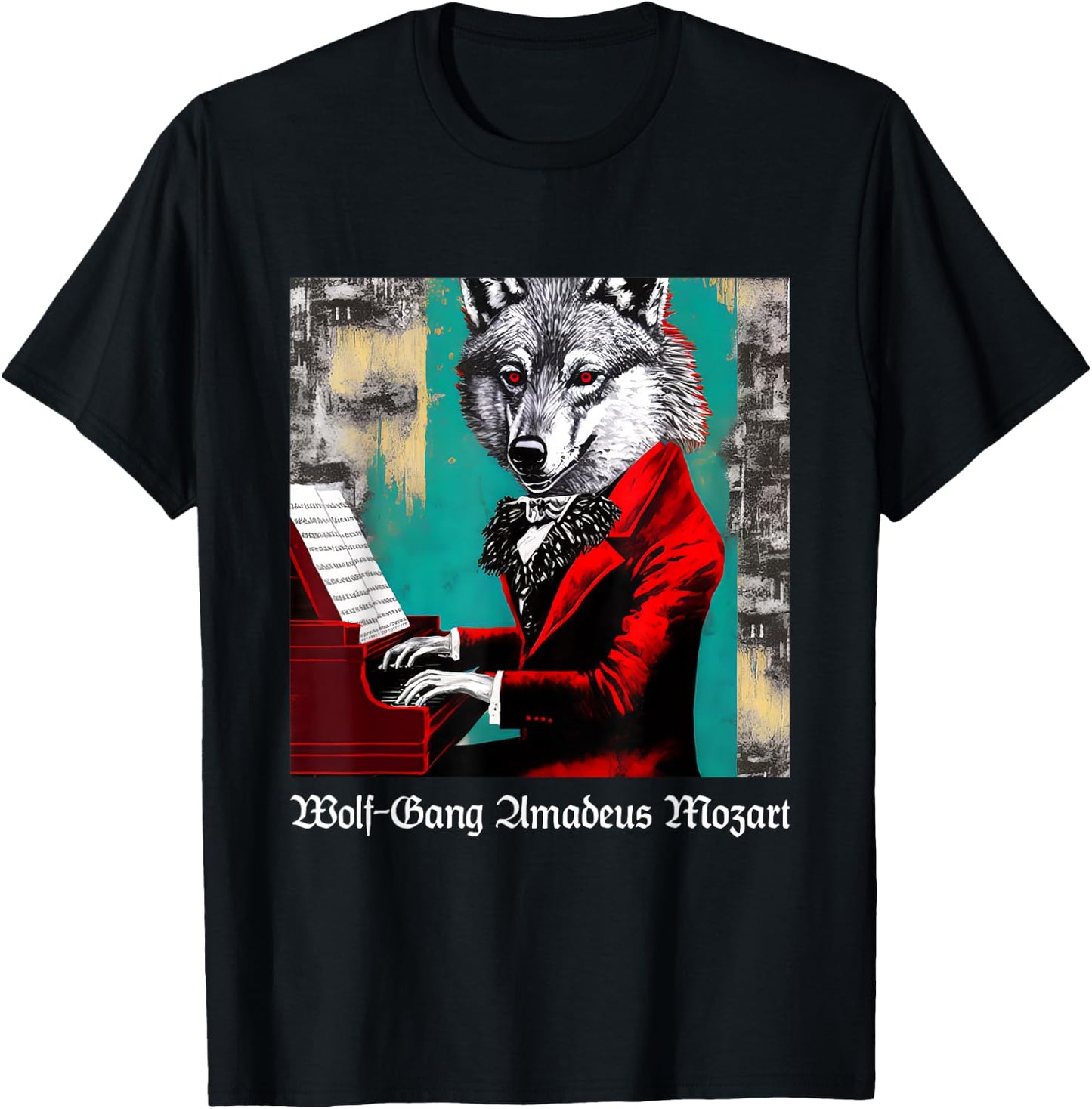Funny Mozart Classical Music Humor Wolf-Gang Amadeus Mozart T-Shirt - T-Shirt | Black