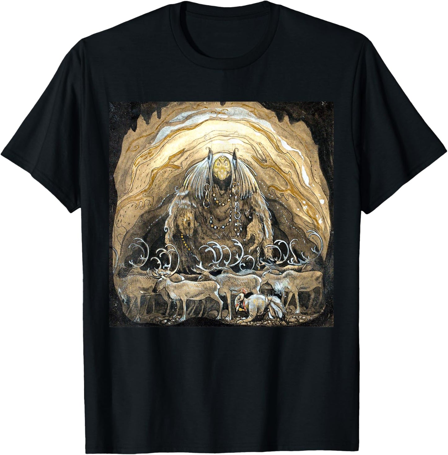 The Yule Goat John Bauer Swedish Folklore Fairy Tale T-Shirt - T-Shirt | Black