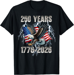 250 Years Birthday 4th of July America USA 250th Anniversary T-Shirt - T-Shirt | Black