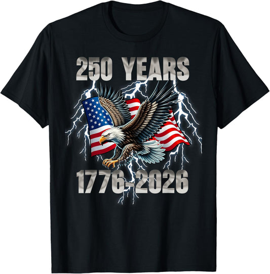 250 Years Birthday 4th of July America USA 250th Anniversary T-Shirt - T-Shirt | Black