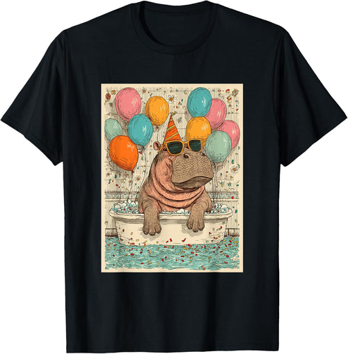 Hippo Birthday Party Balloons Bathtub Art Print