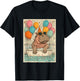 Hippo Birthday Party Balloons Bathtub Art Print T-Shirt - T-Shirt | Black
