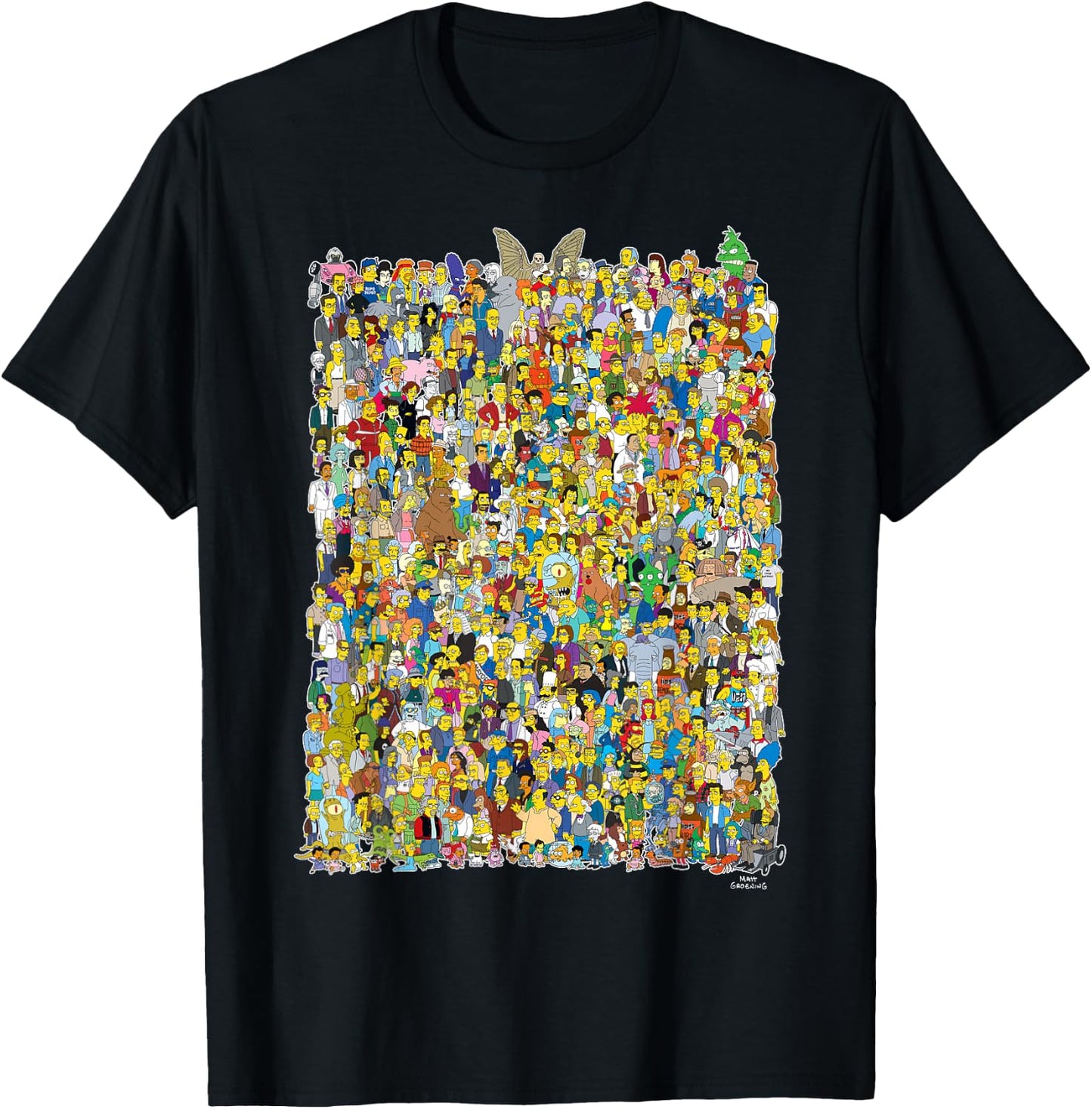 The Simpsons All of Springfield Complete Cast of Characters T-Shirt - T-Shirt | Black