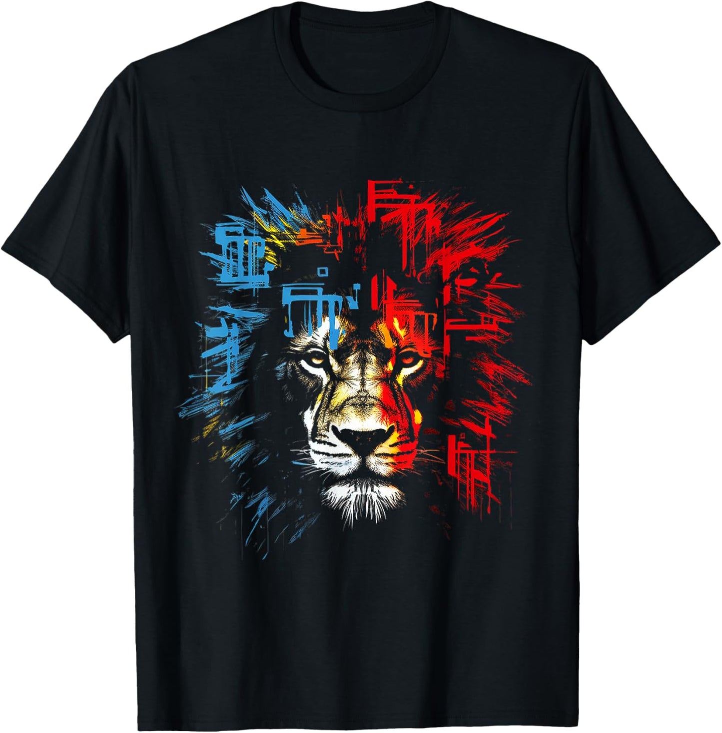 Löwe Zeichnung Abstrakt Tierliebhaber Grafik Löwe T-Shirt - T-Shirt | Black