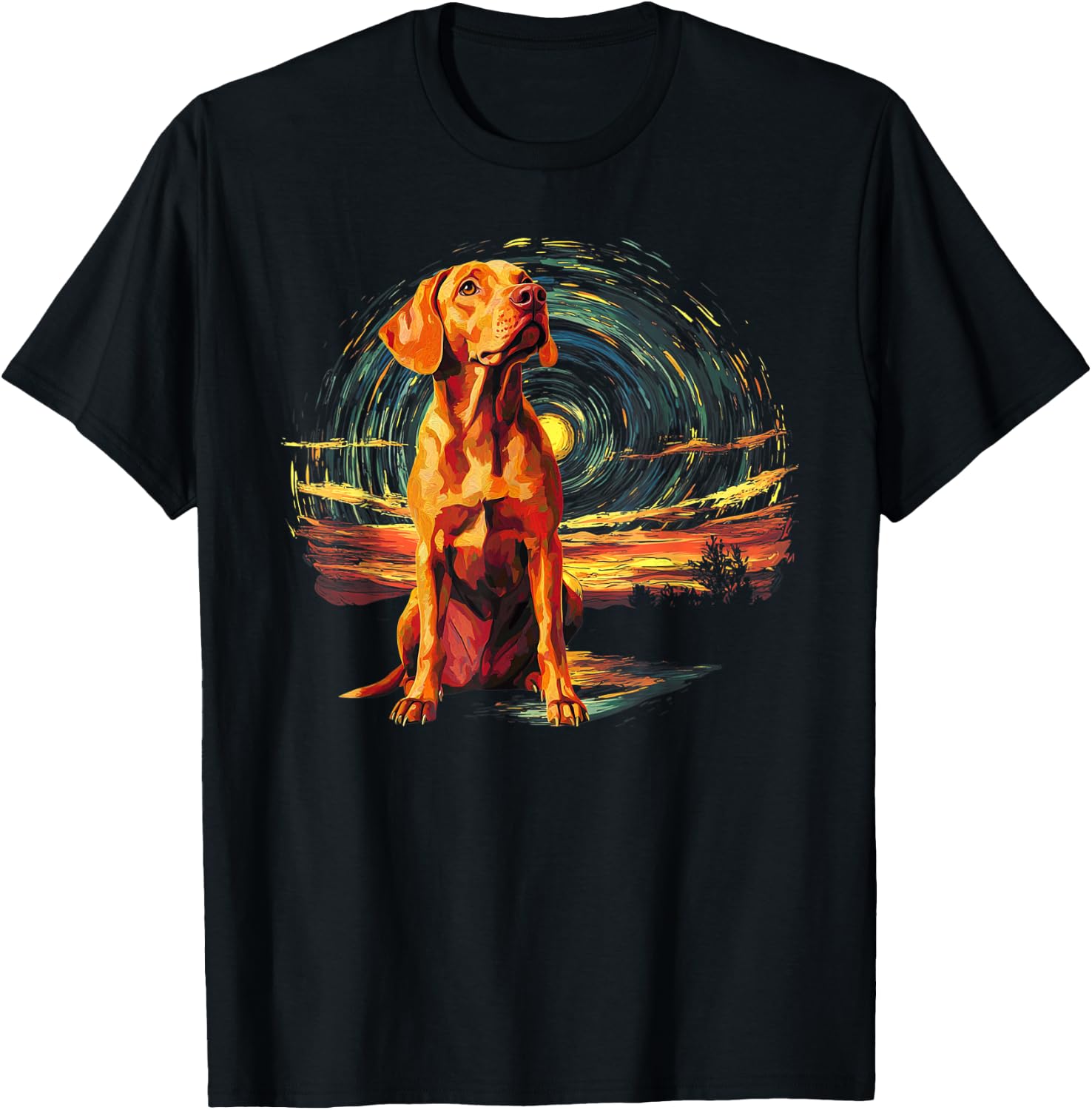 Dog Lovers Starry Night Vizsla Father's day T-Shirt - T-Shirt | Black