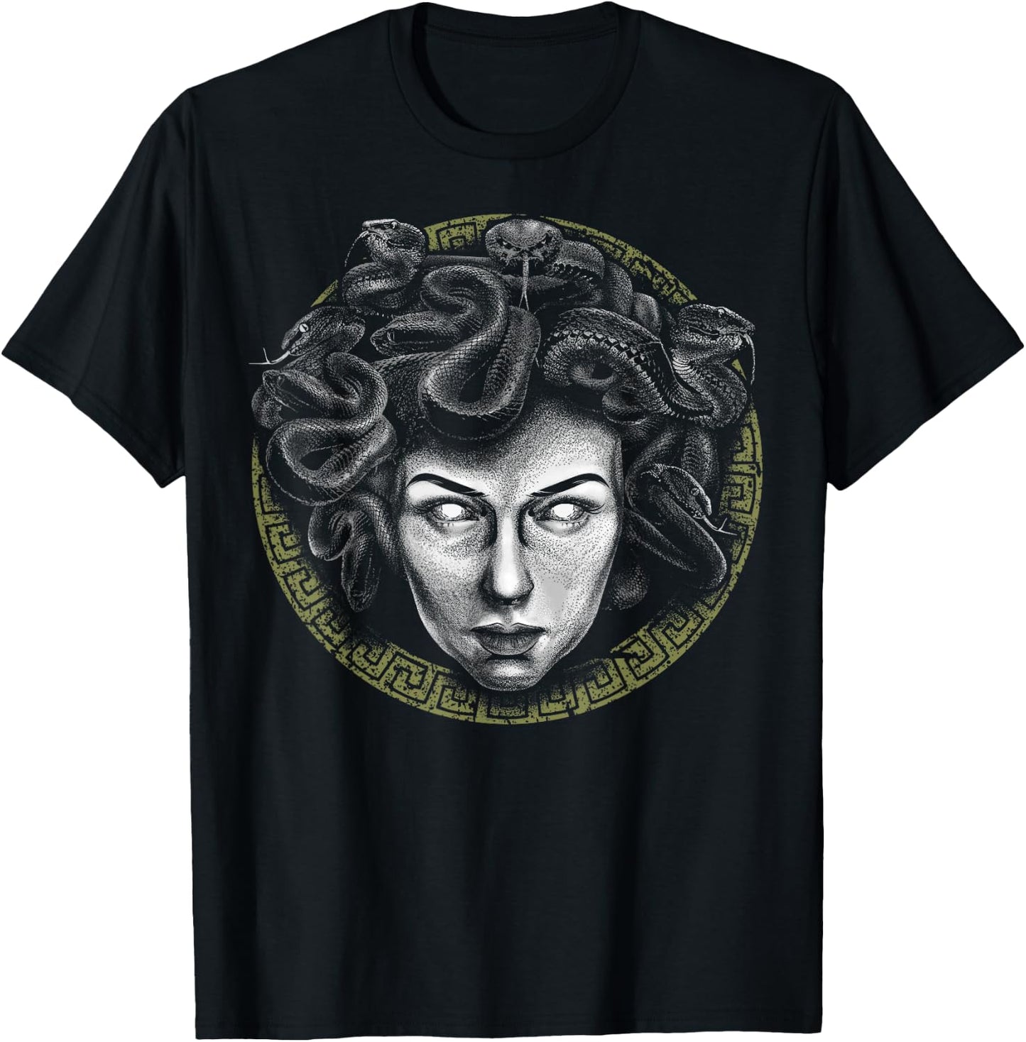 Medusa Head Face Greek Mythology Snake Goddess Mythologist T-Shirt - T-Shirt | Black