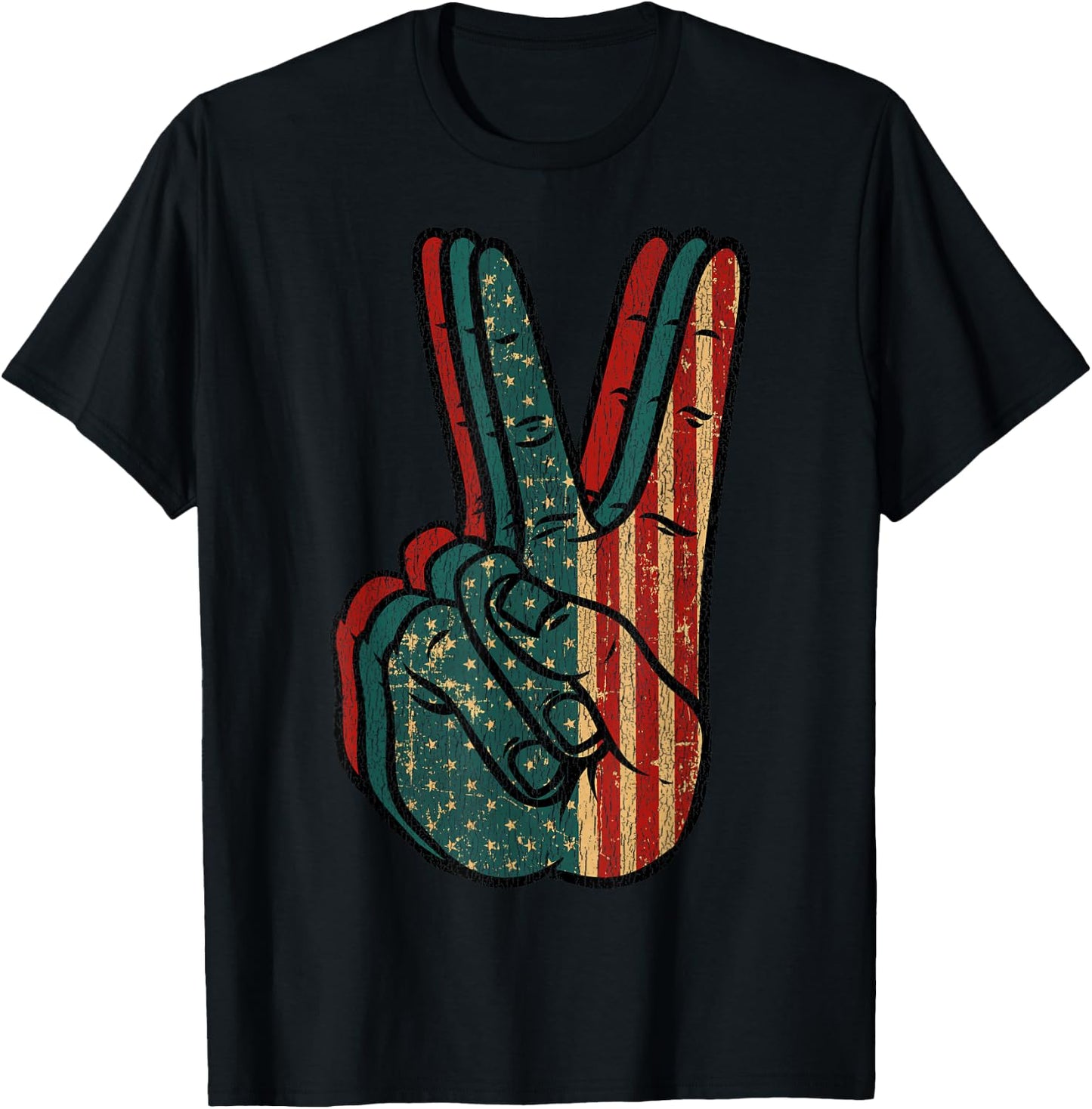 Retro Peace Vintage 60's 70's Hippie Gift T-Shirt - T-Shirt | Black