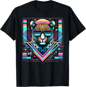 Men's Women's and Children's Vintage Retro Leopard Lover , black T-Shirt - T-Shirt | Black