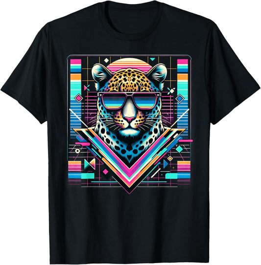 Men's Women's and Children's Vintage Retro Leopard Lover , black T-Shirt - T-Shirt | Black