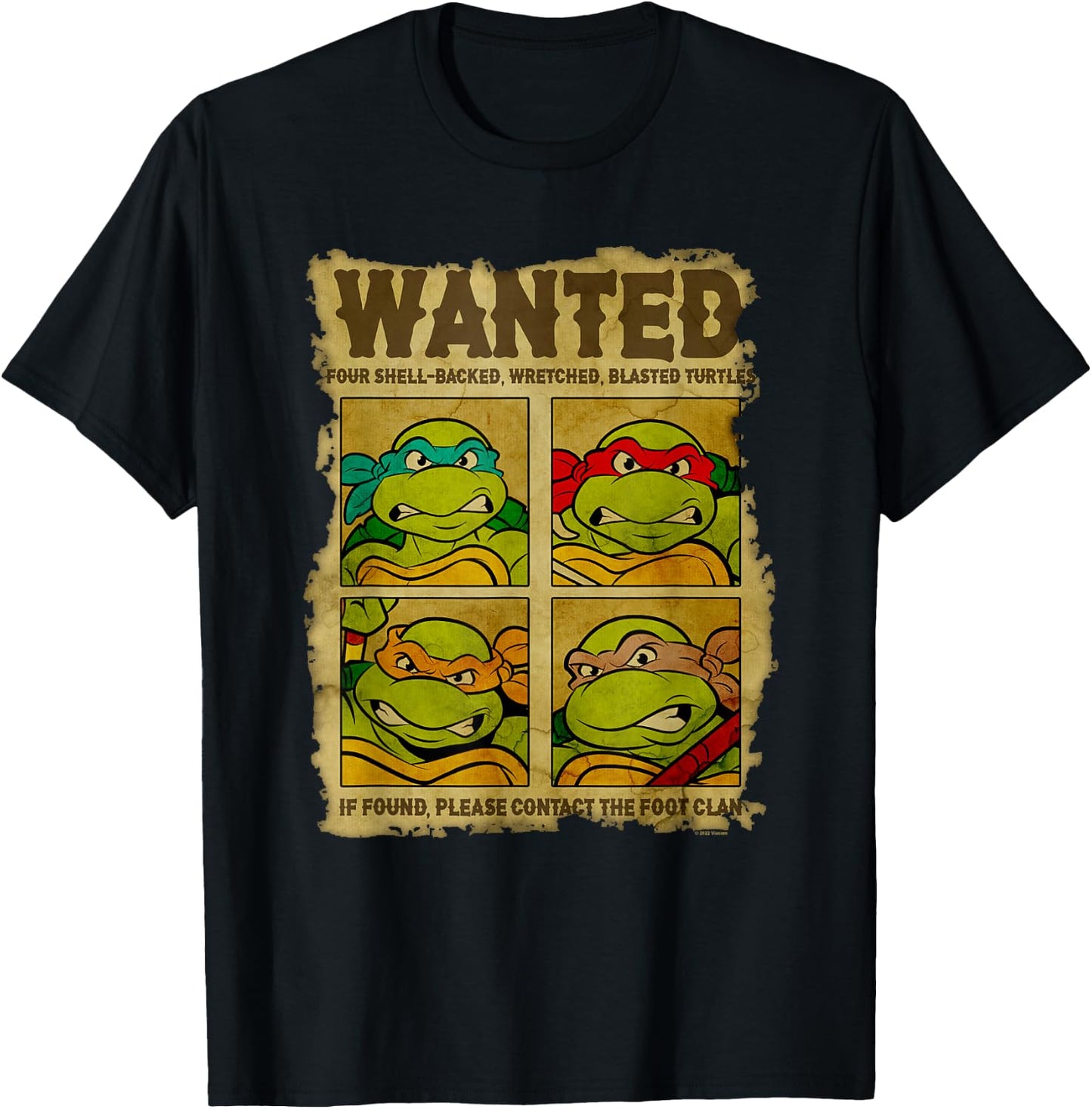 Teenage Mutant Ninja Turtles Wanted Poster T-Shirt - T-Shirt | Black