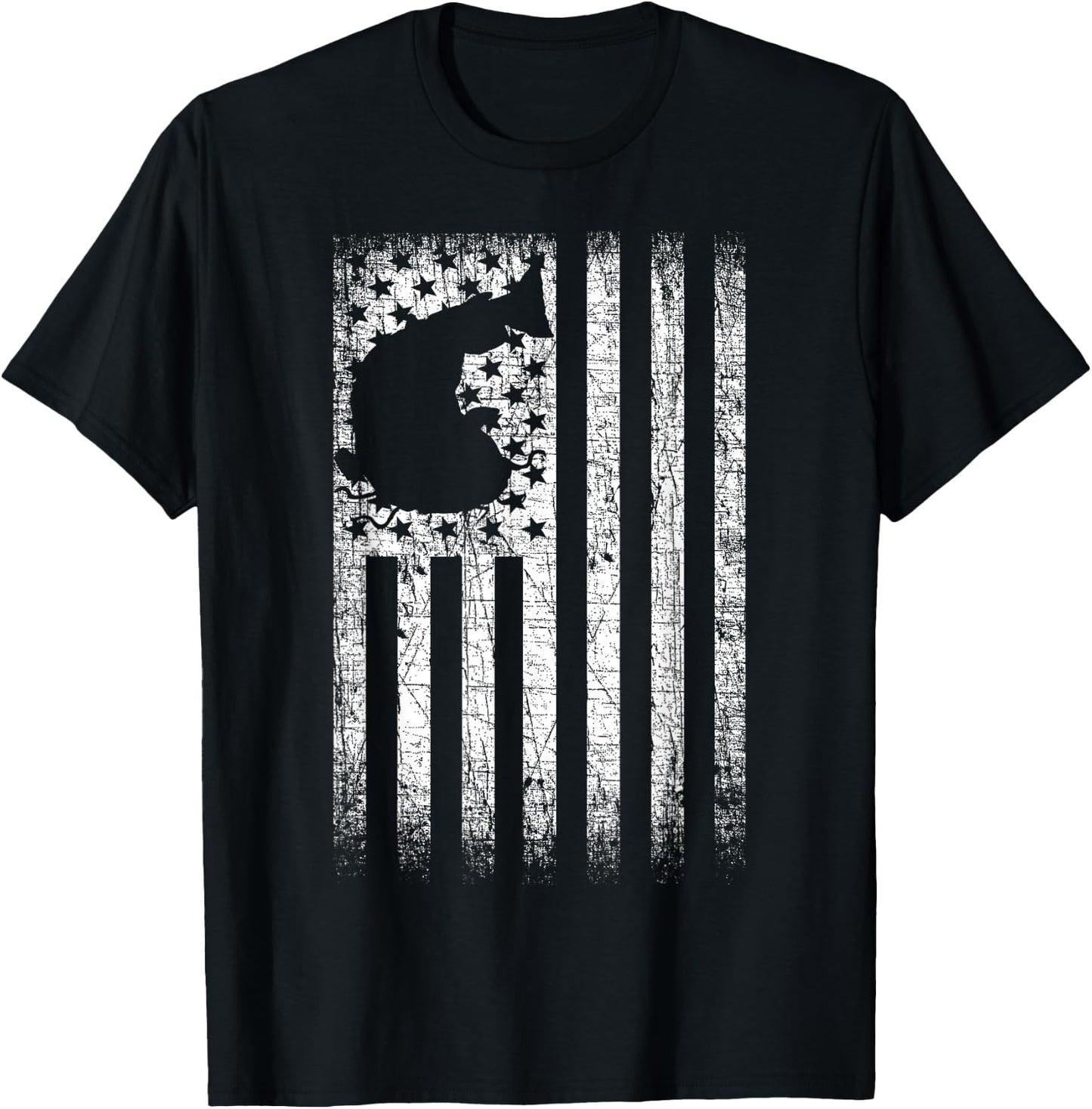 Catfishing American Flag - Catfish Angler Fisherman T-Shirt - T-Shirt | Black