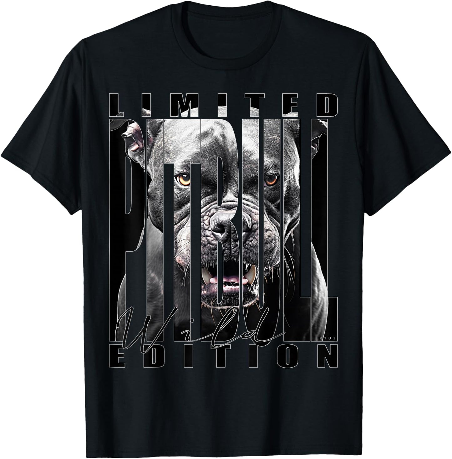 Hip Hop Y2K Streetwear Fashion Damen Herren Hund Pitbull T-Shirt - T-Shirt | Black