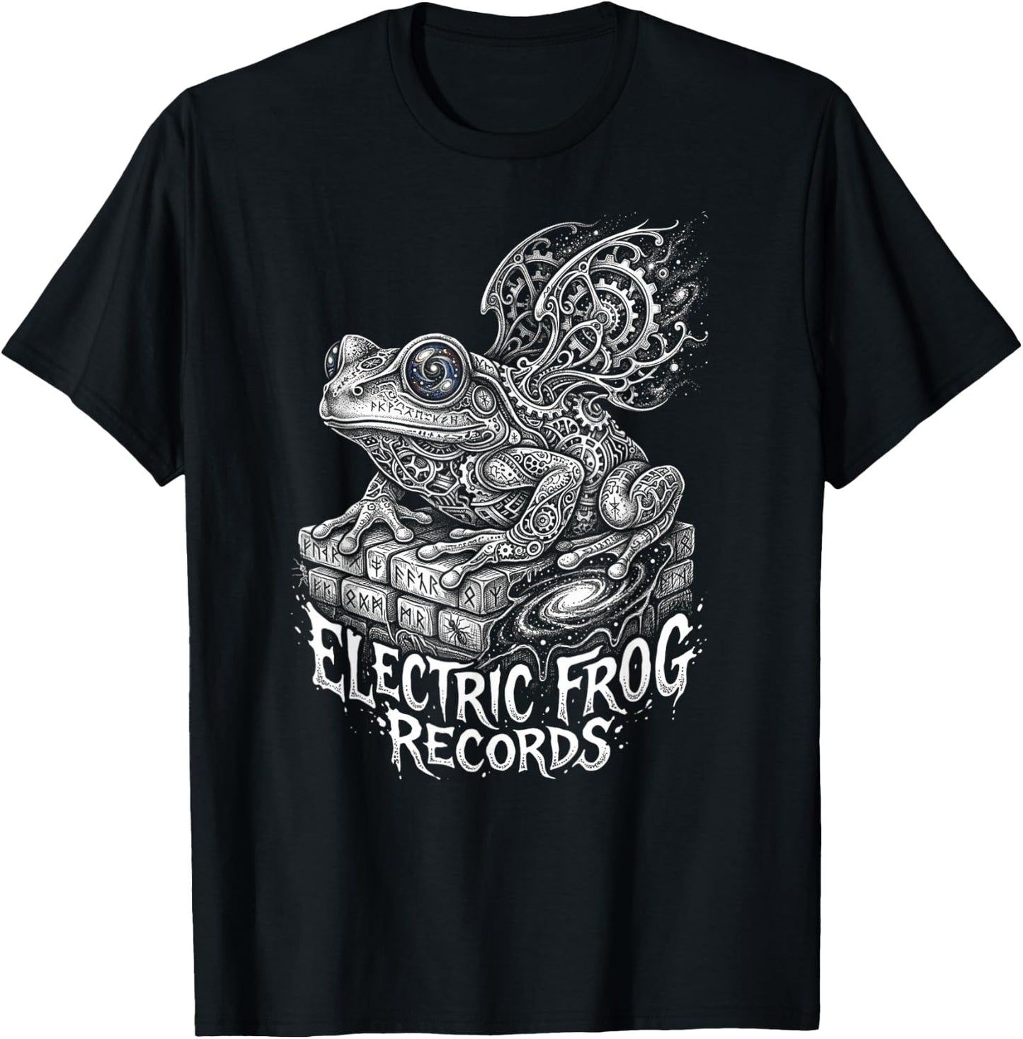 Trippy Electric Frog Records Psychedelic Vinyl Rock Music T-Shirt - T-Shirt | Black