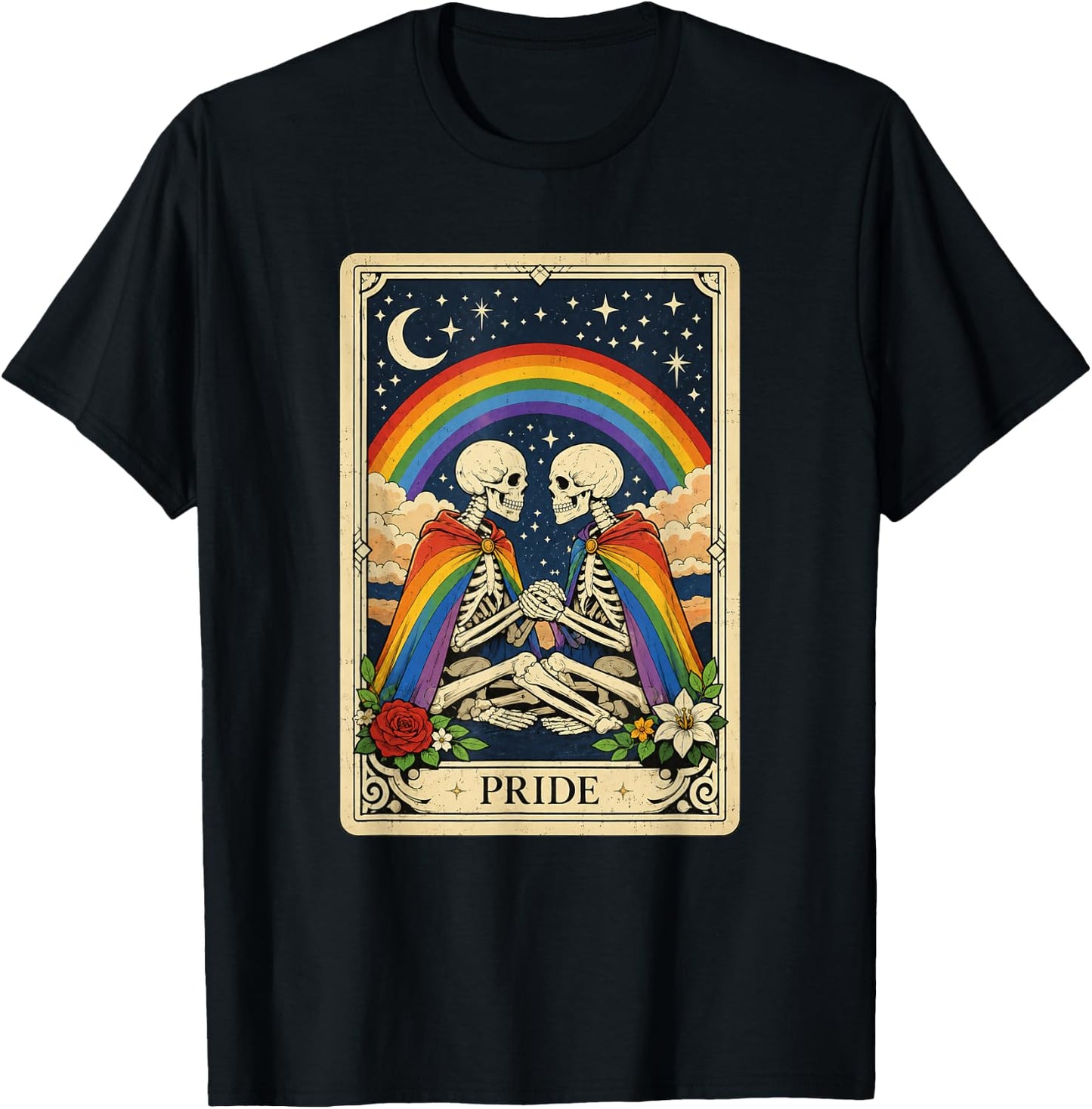 LGBT Tarot Skeleton Gay Lesbian Pride LGBTQ Equal Rights T-Shirt - T-Shirt | Black
