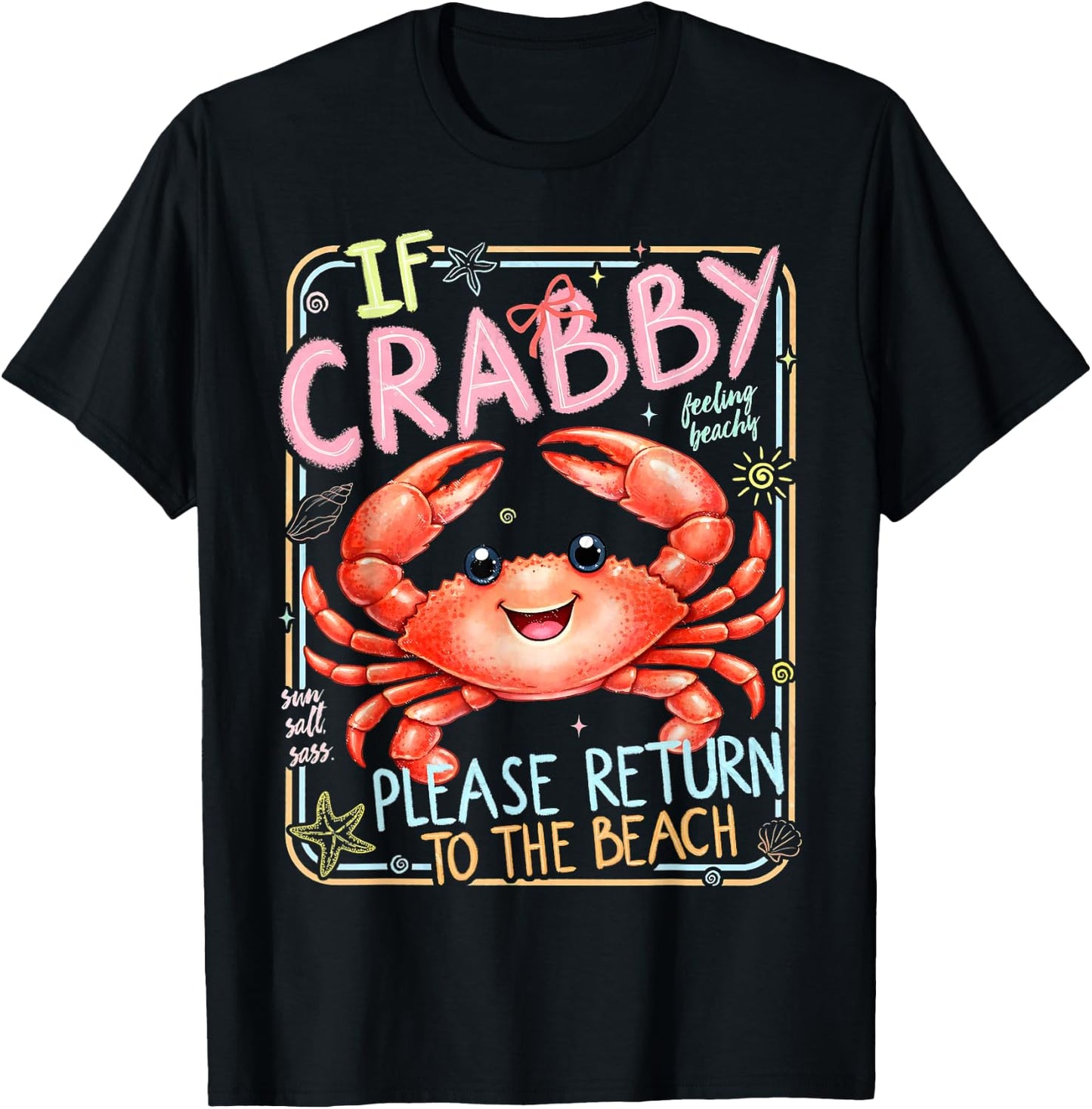 If Crabby Please Return to The Beach Funny Beach Summer T-Shirt - T-Shirt | Black