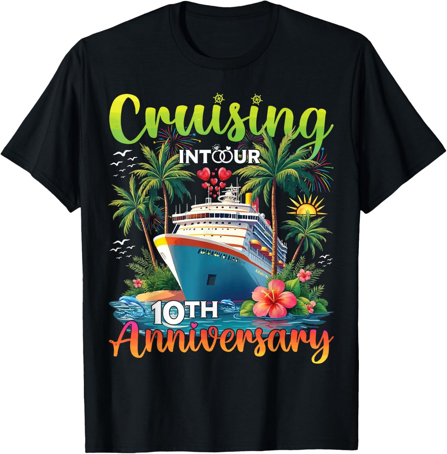 Couple Matching Cruising Into Our 10th Anniversary Cruise T-Shirt - T-Shirt | Black