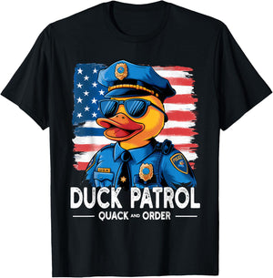 Duck Patrol Funny Police Duck T-Shirt - T-Shirt | Black