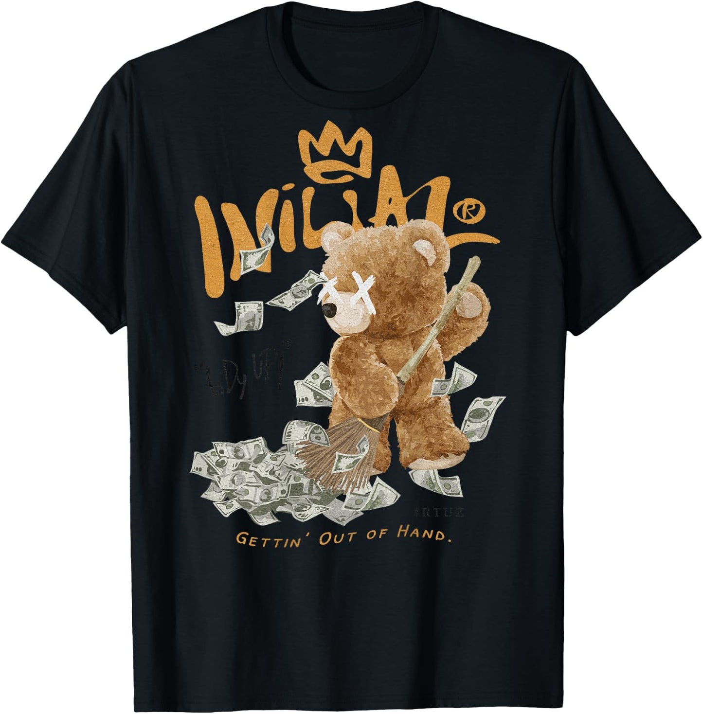 Back Print Streetwear Fashion Women Men Teddy Bear T-Shirt - T-Shirt | Black