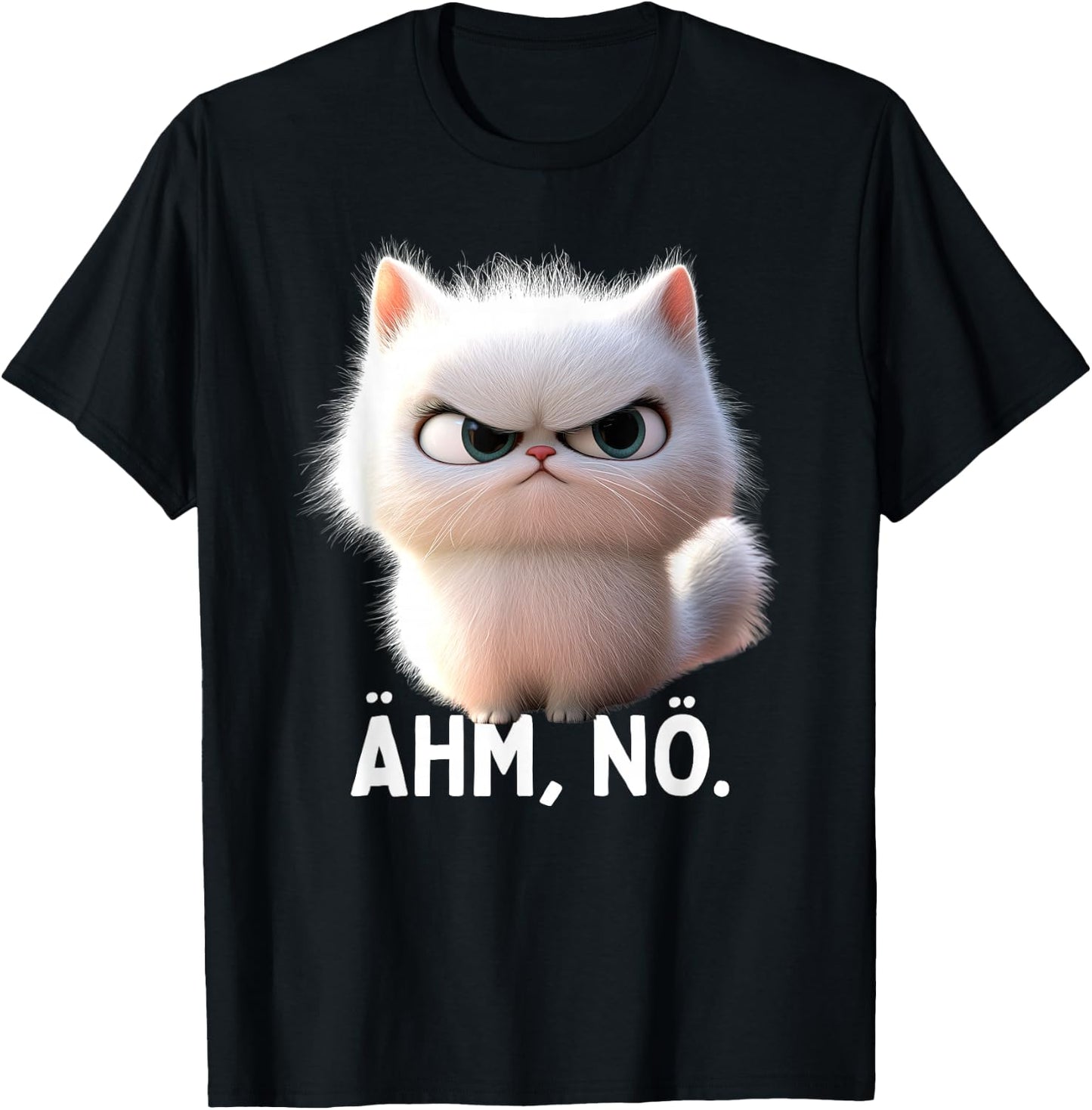 Ehm Nö Cat No Lazy Sloth Neinsagen Nö Cat , black T-Shirt - T-Shirt | Black