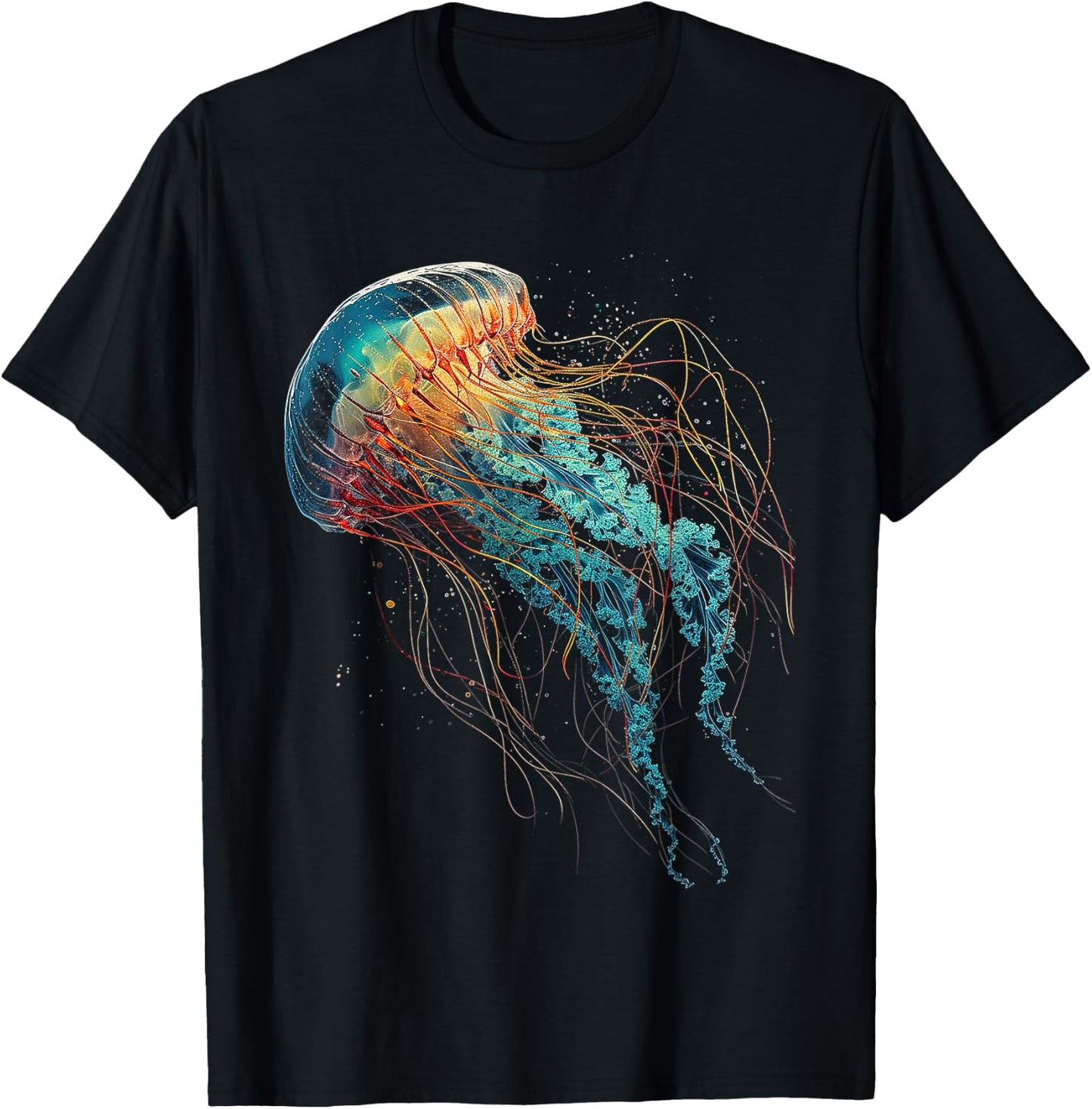 Jellyfish Fantasy Colorful Animal Art Graphic Jellyfish T-Shirt - T-Shirt | Black