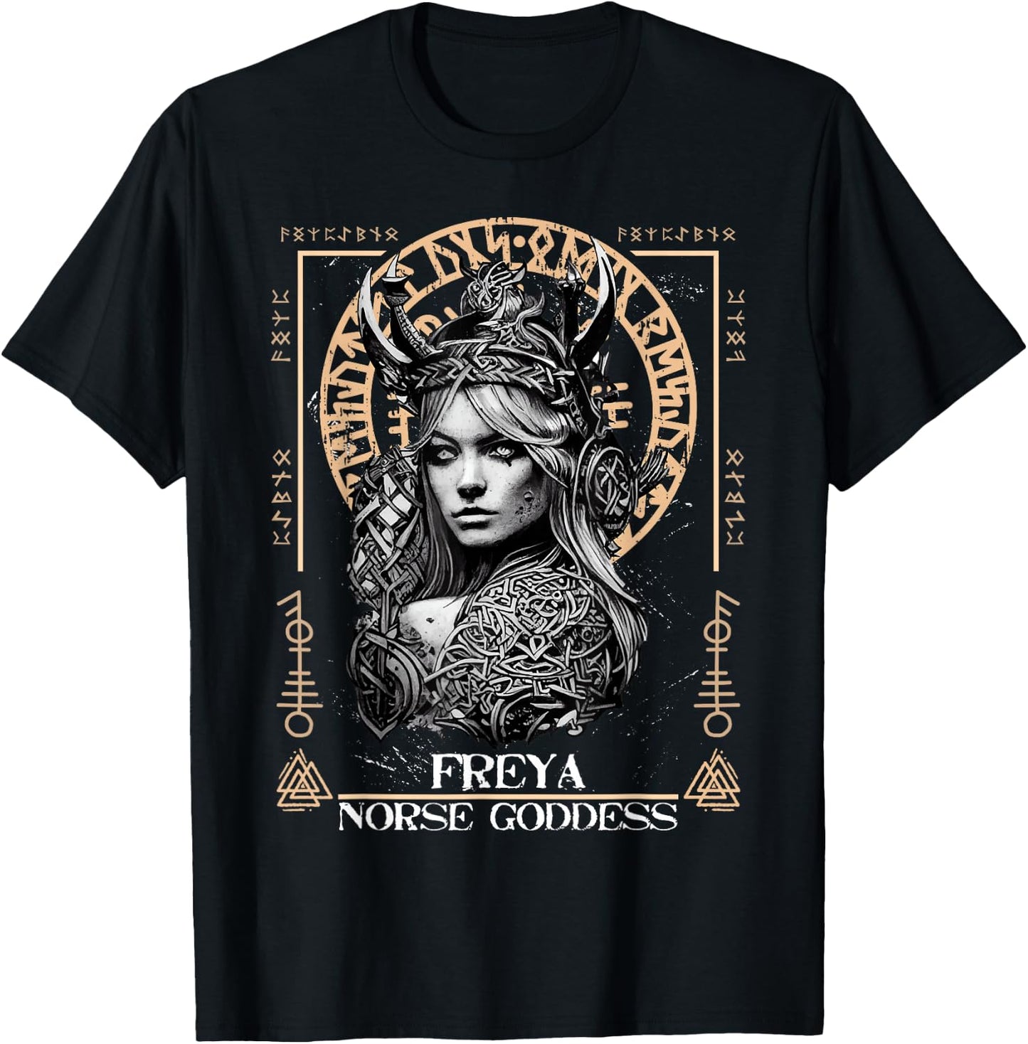 Norse Goddess Warrior Freya Viking Gods Designs - Erwachsene Schwarz Klein Kurzarm Keltische Wikinger-Mythologie T-Shirt - T-Shirt | Black
