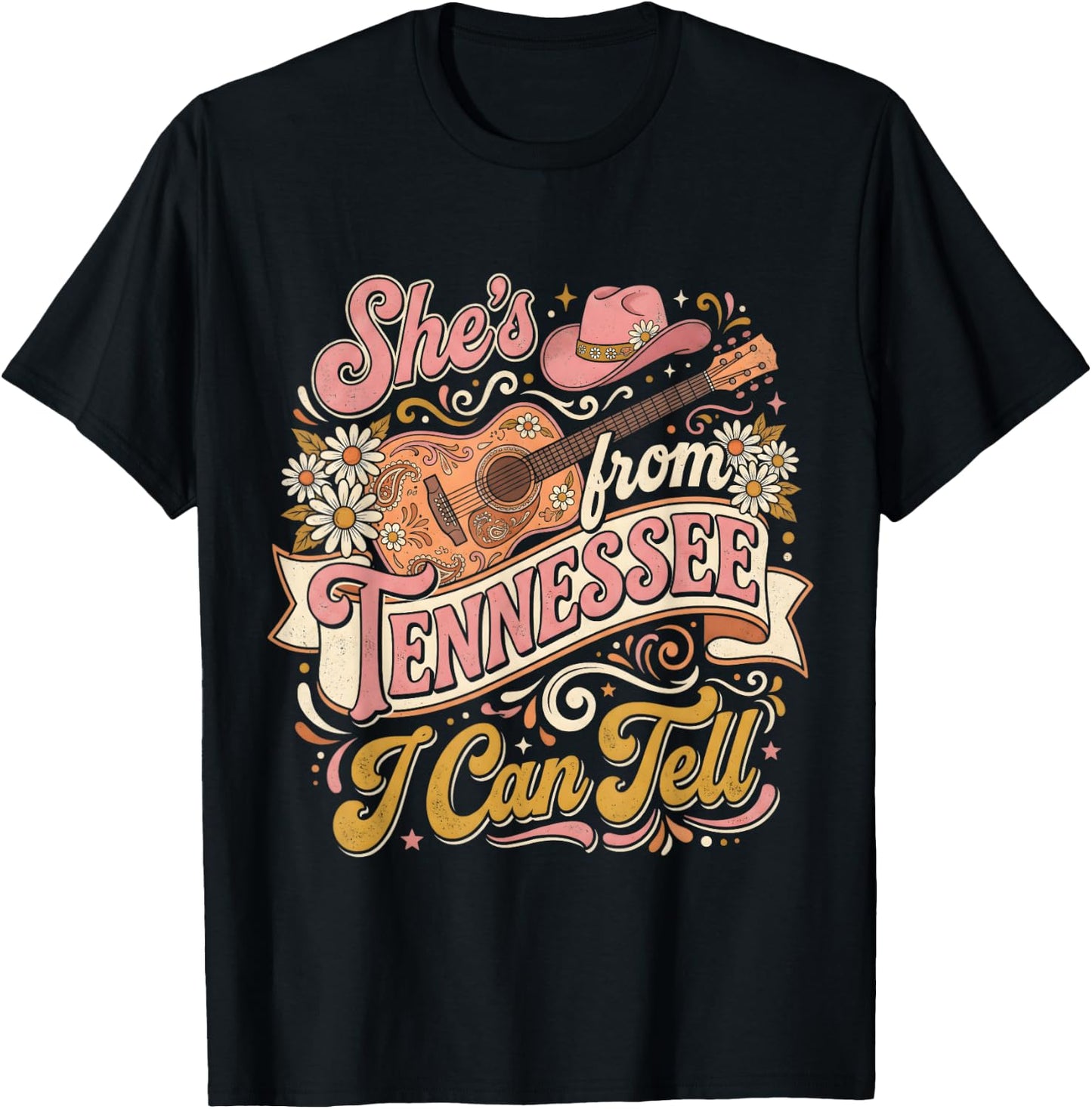 She’s from Tennessee I Can Tell Retro Cowgirl T-Shirt - T-Shirt | Black
