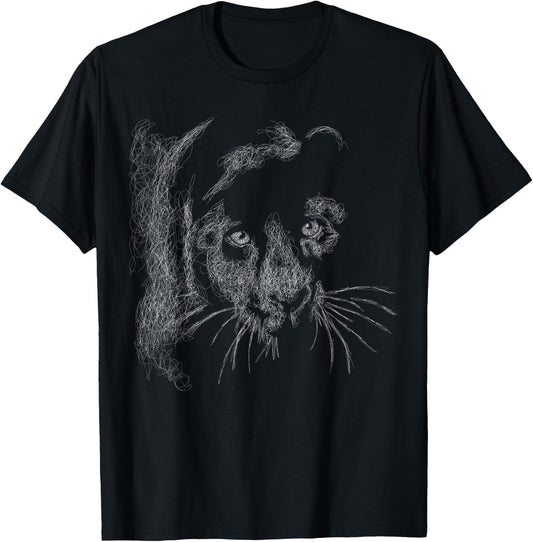 black panther scribble for lovers Animal leopard & jaguar T-Shirt - T-Shirt | Black