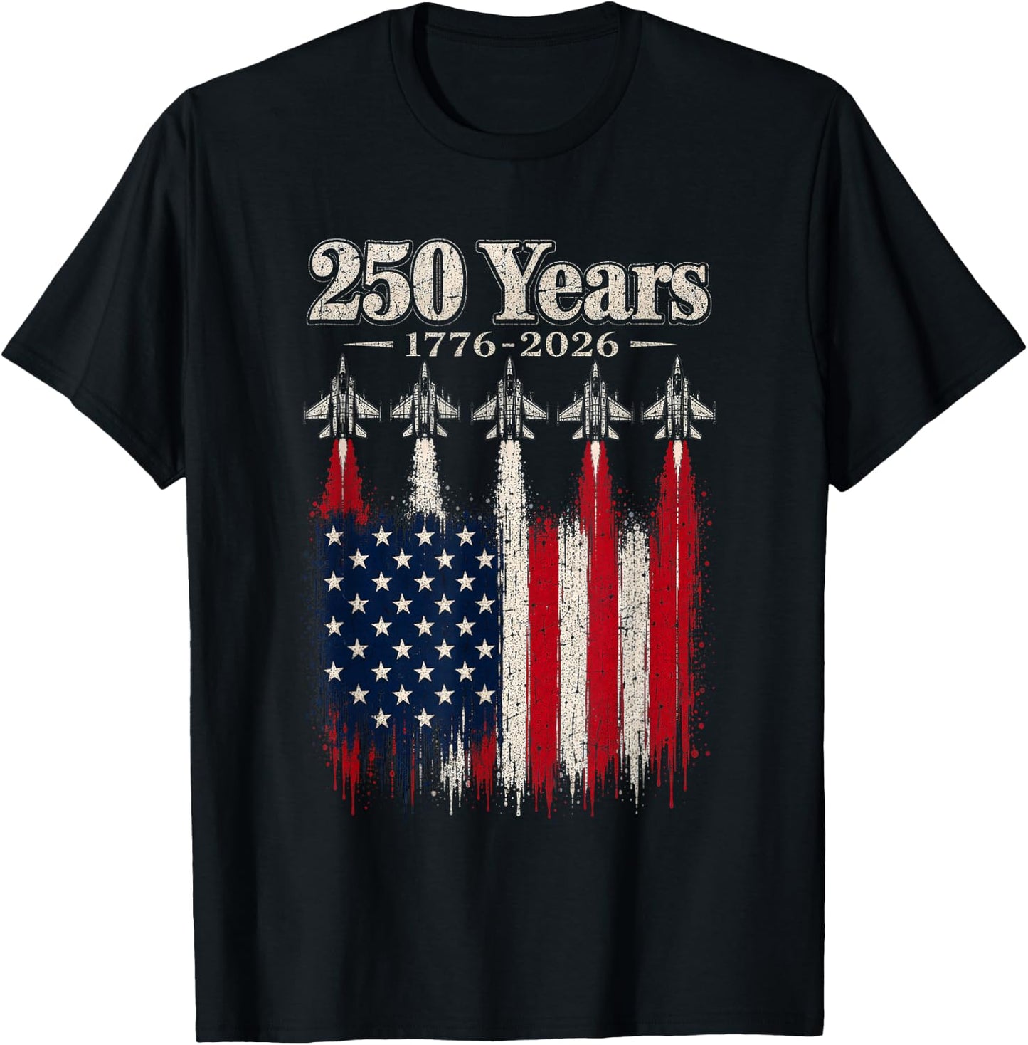 250 Anniversary USA Flag T-Shirt - T-Shirt | Black