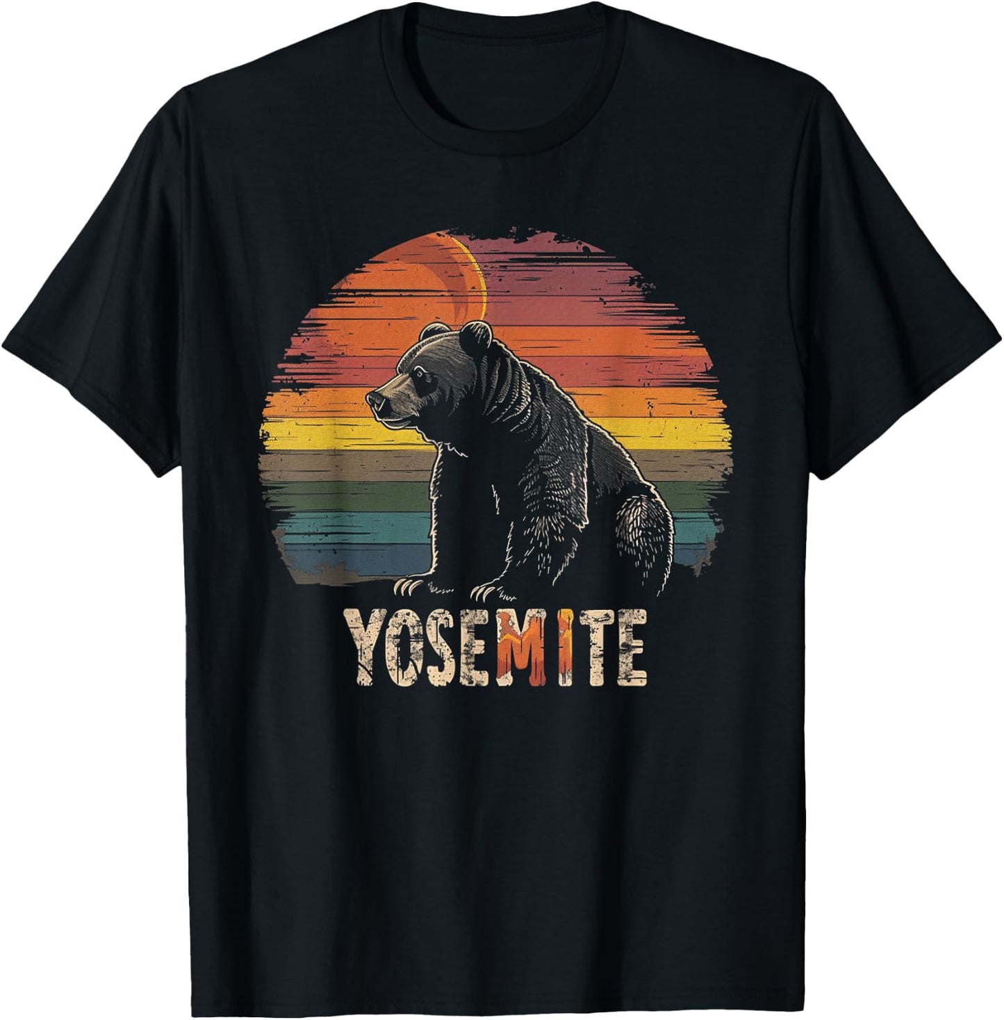 Yosemite - US National Park Vintage Men Women Kids Retro T-Shirt - T-Shirt | Black