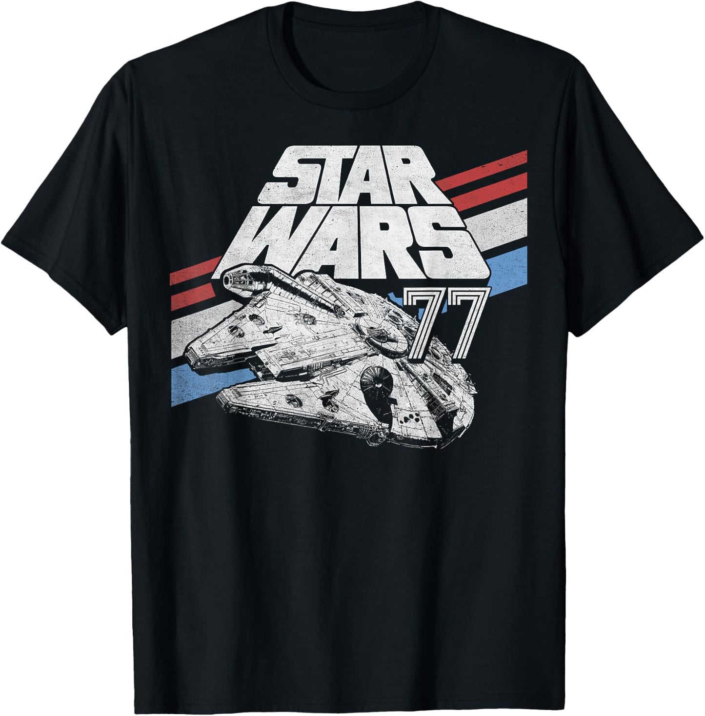 Star Wars 77 Millennium Falcon Classic A New Hope Logo T-Shirt - T-Shirt | Black