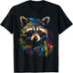 Waschbär Niedliche Kunst Bunte Tierzeichnung Grafik Waschbär T-Shirt - T-Shirt | Black
