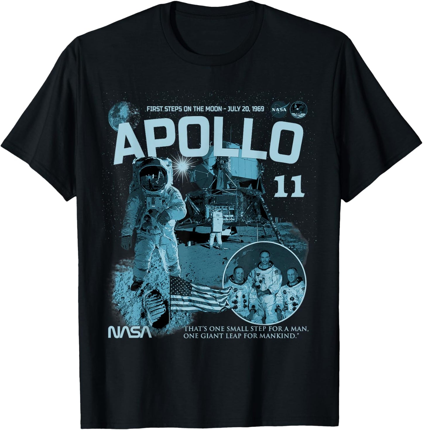 NASA Apollo 11 Mission July 20, 1969 T-Shirt - T-Shirt | Black