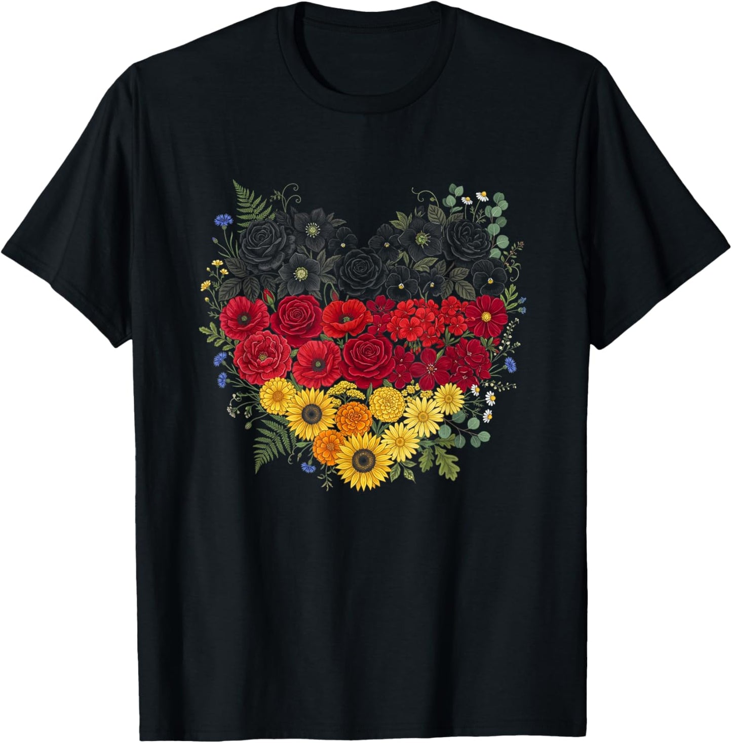 Deutschland Herz mit der Deutschen Flagge Germany T-Shirt - T-Shirt | Black