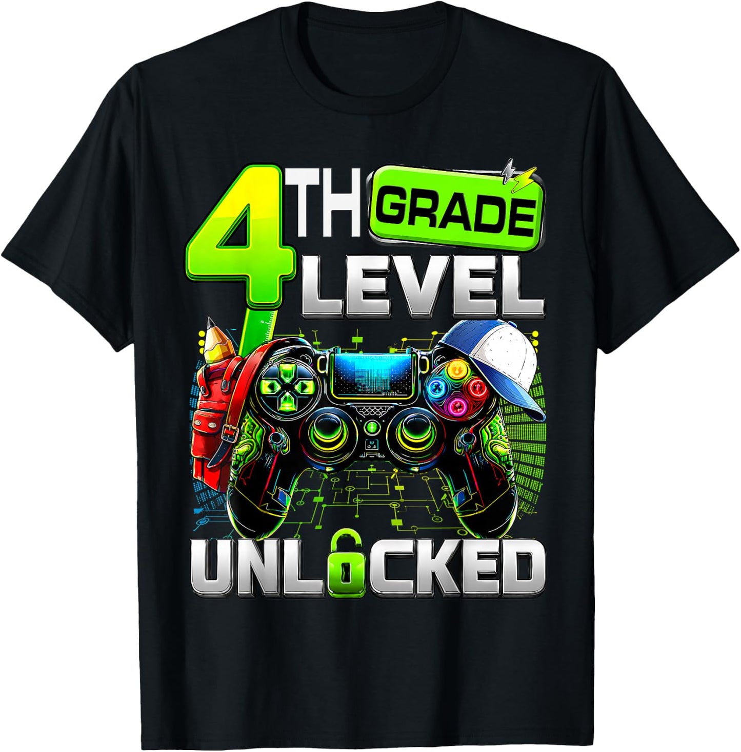 Controller 4th Grade Fourth Level Unlocked First Day Boys T-Shirt - T-Shirt | Black