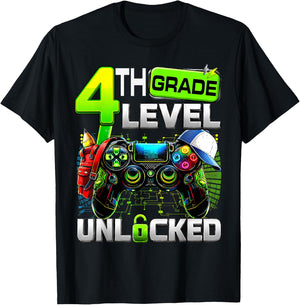 Controller 4th Grade Fourth Level Unlocked First Day Boys T-Shirt - T-Shirt | Black