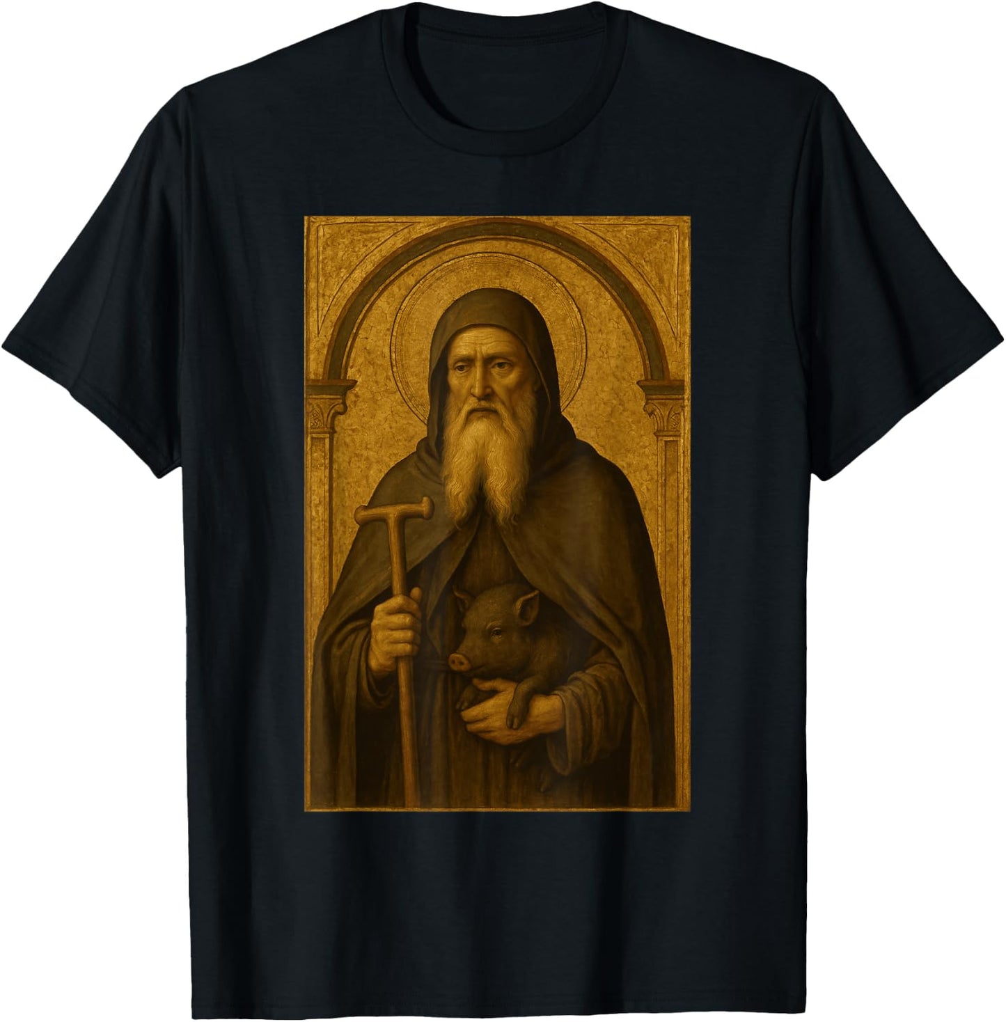 Icône catholique de Saint Antoine abbé T-Shirt - T-Shirt | Black