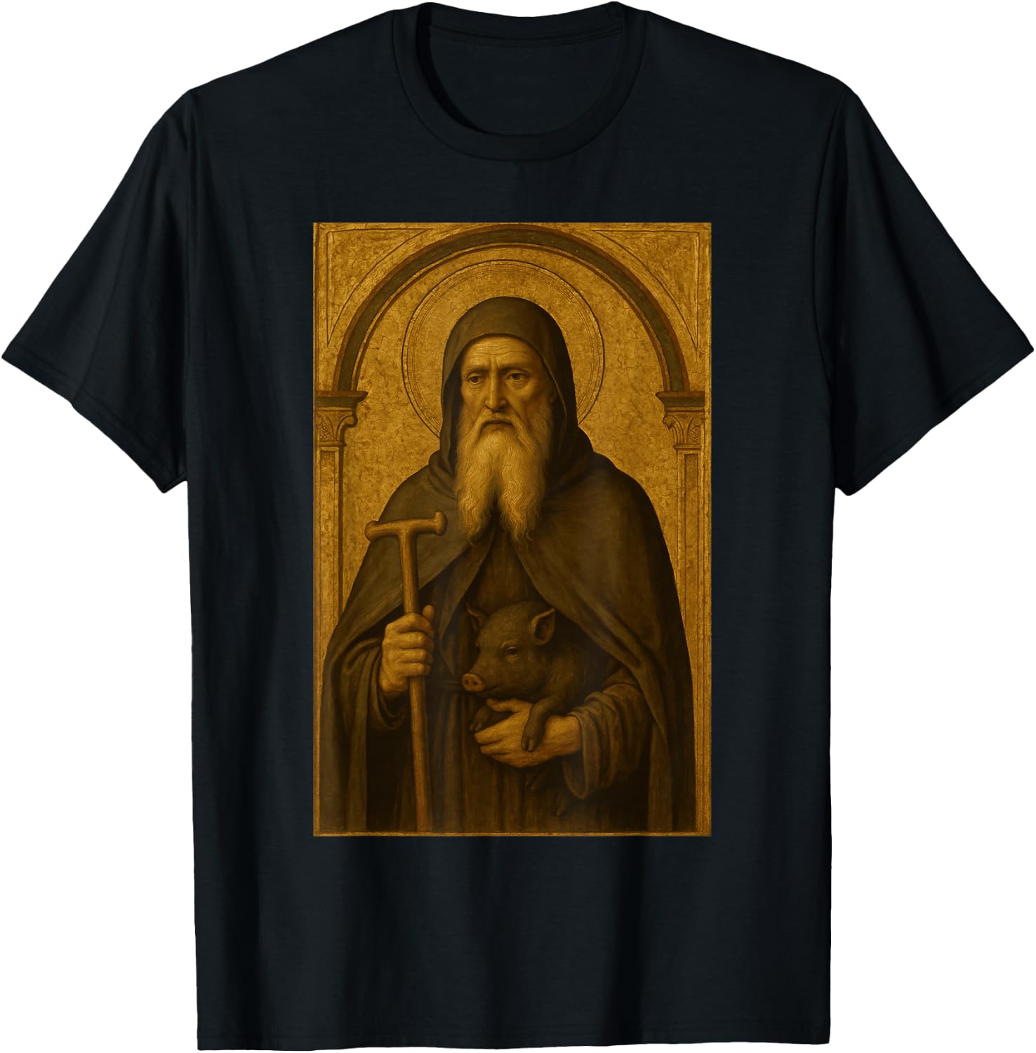 Icône catholique de Saint Antoine abbé T-Shirt - T-Shirt | Black