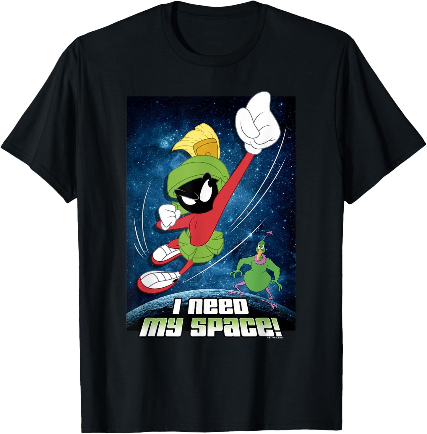 Looney Tunes Marvin & Instant Martian Need Space Poster T-Shirt - T-Shirt | Black