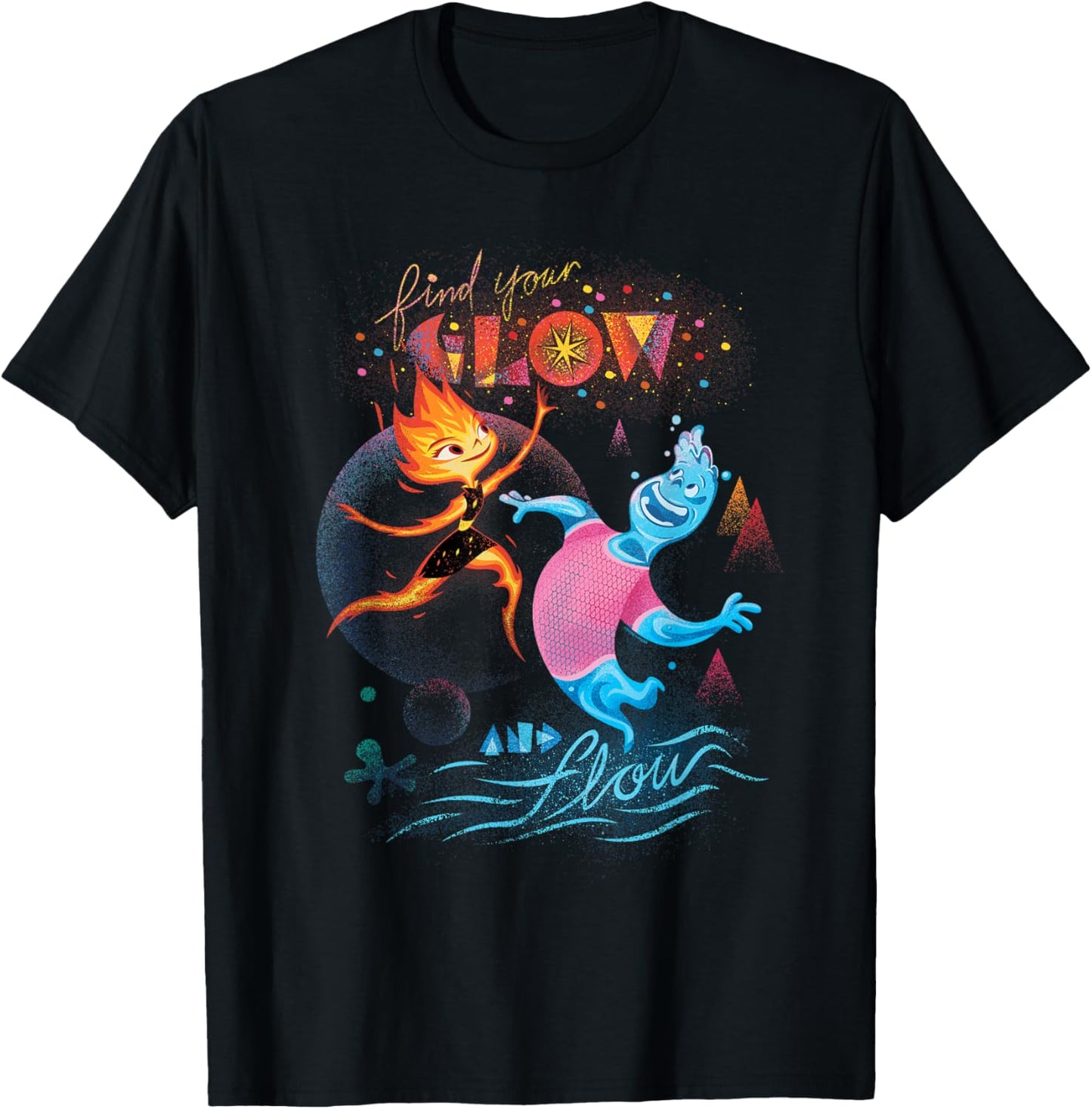 Disney and Pixar's Elemental Find Your Glow and Flow , black T-Shirt - T-Shirt | Black
