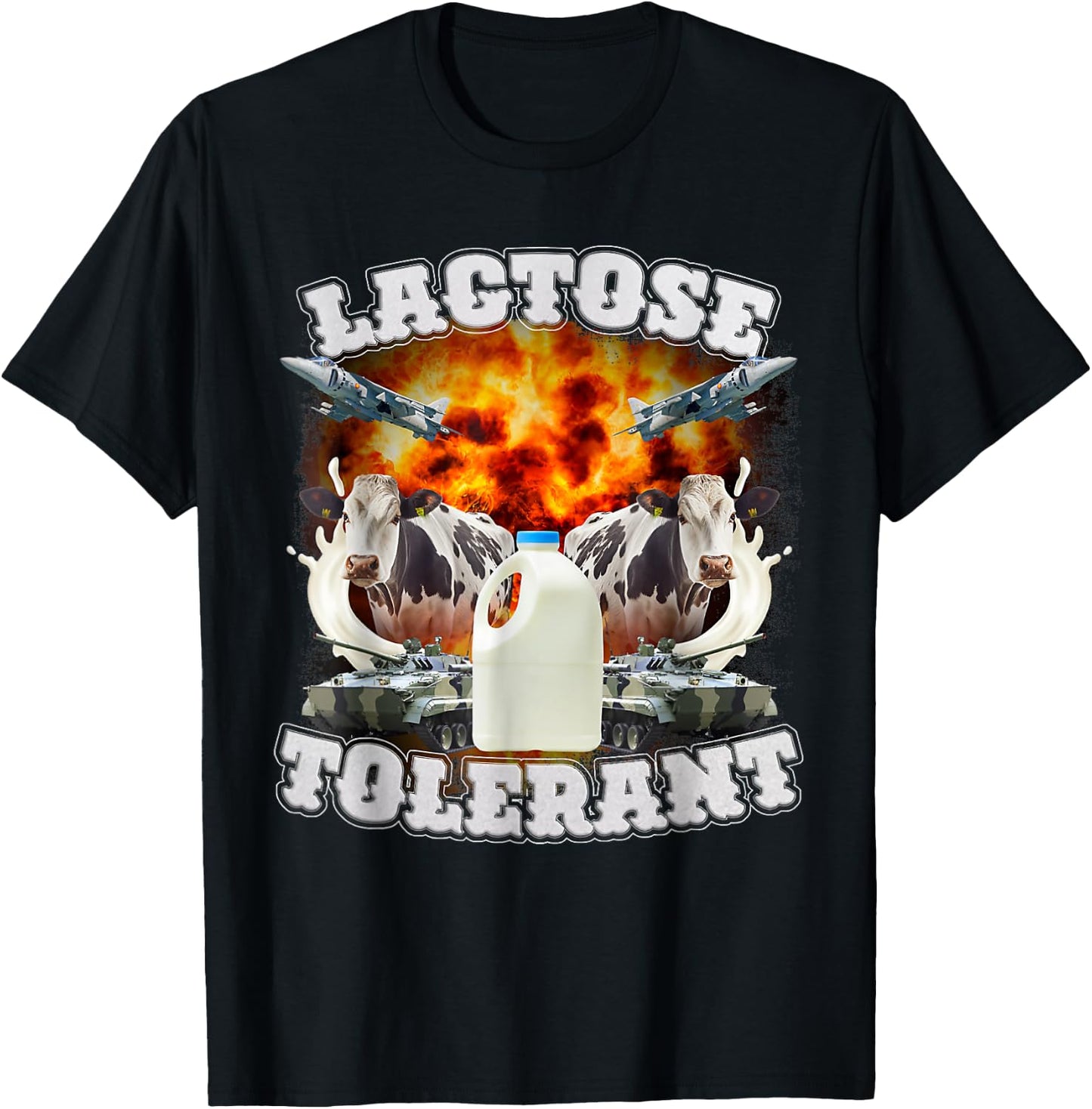 Lactose Tolerant Meme Funny Strange Specific Thanks Meme , black T-Shirt - T-Shirt | Black