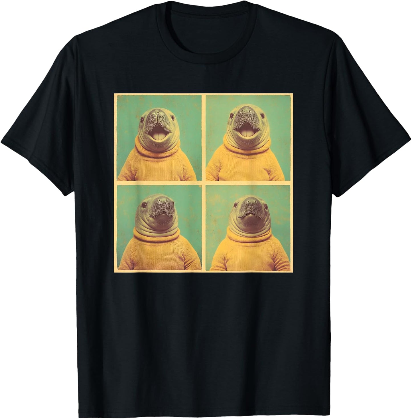 Awkward Sea Animal Photoshoot Funny Manatee T-Shirt - T-Shirt | Black