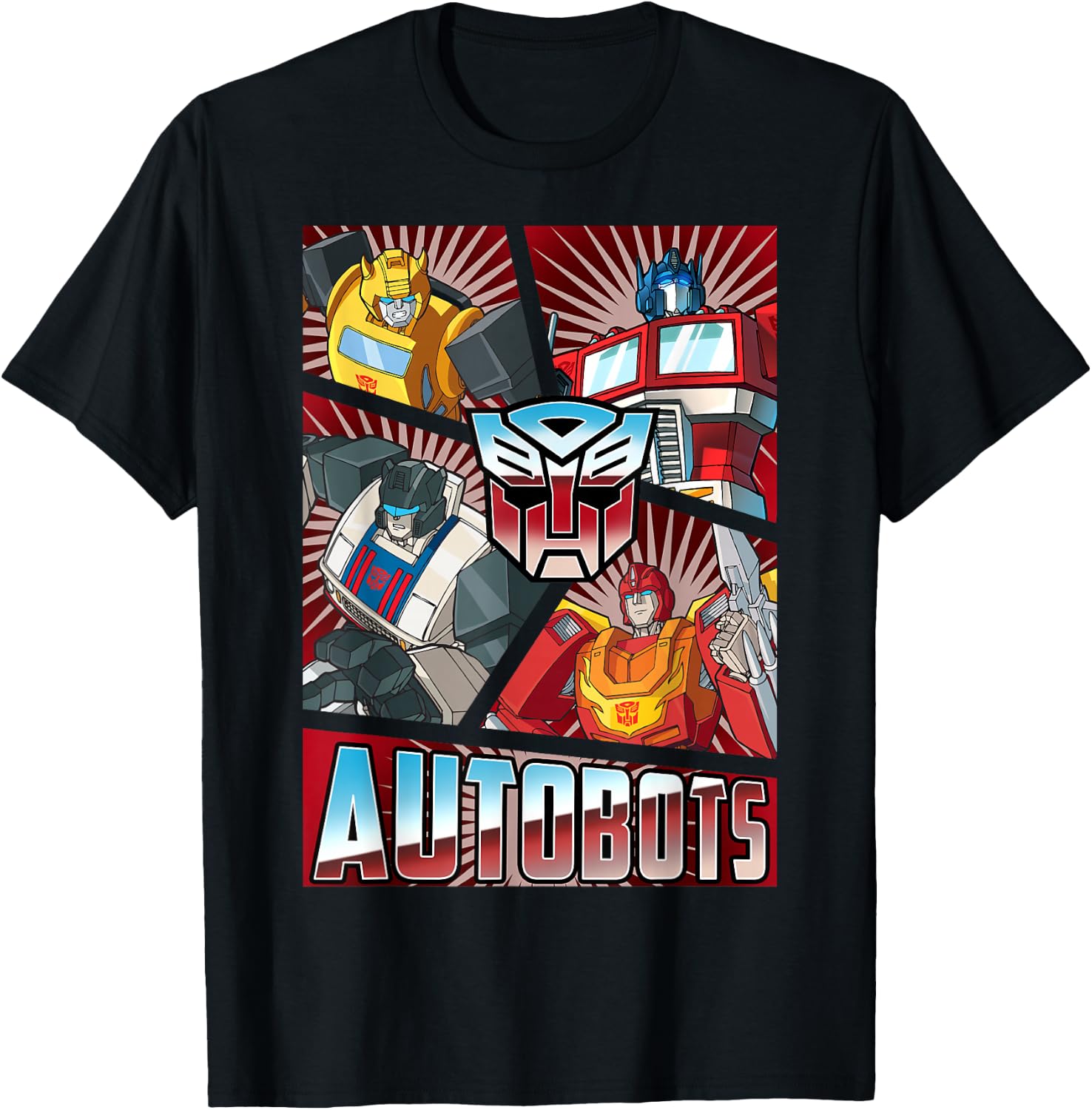 Transformers Autobots Cut Up Retro Vintage Panels T-Shirt - T-Shirt | Black