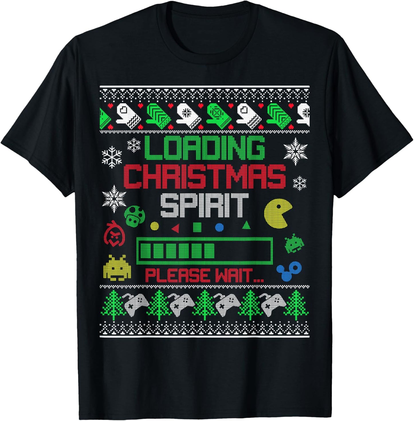 Christmas Gaming - Loading Christmas Spirit for Gamer Ugly T-Shirt - T-Shirt | Black
