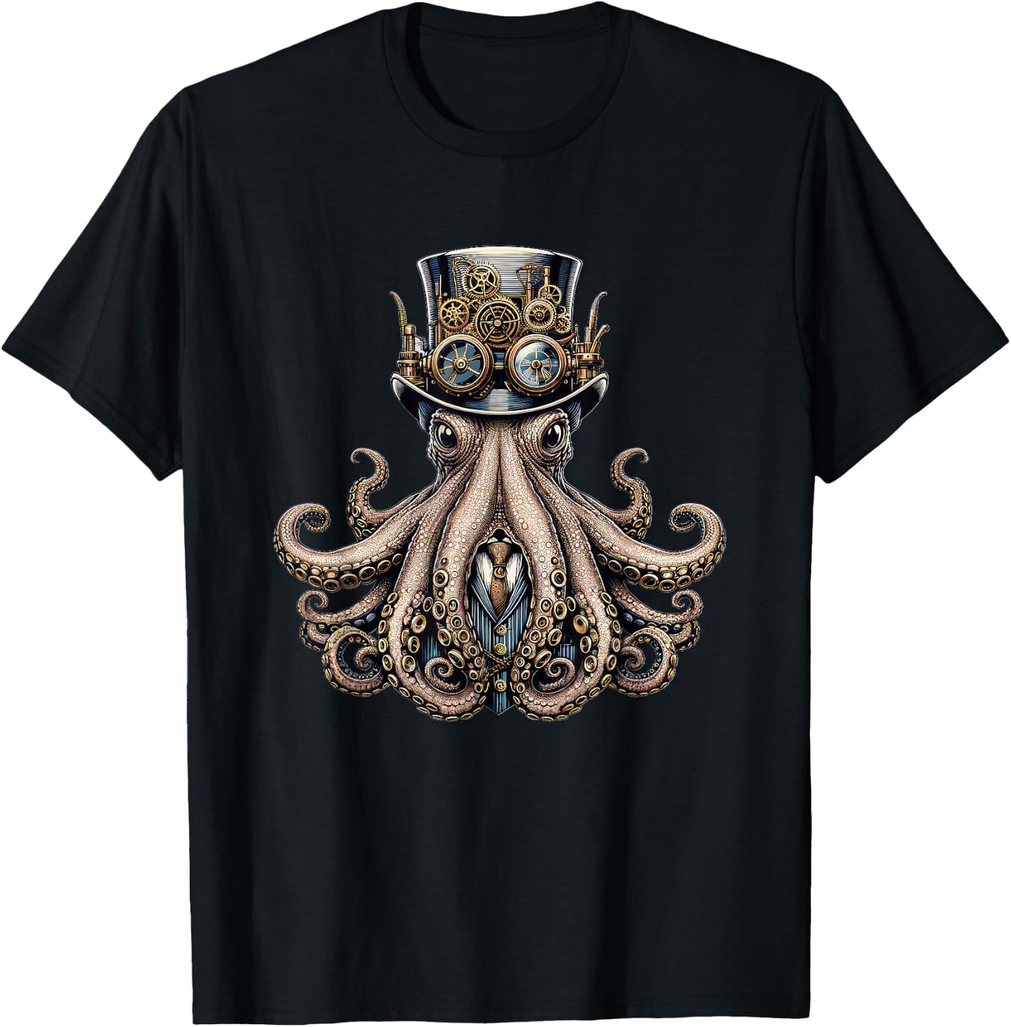 Steampunk Octopus Women Men Kids Steampunk Octopus T-Shirt - T-Shirt | Black