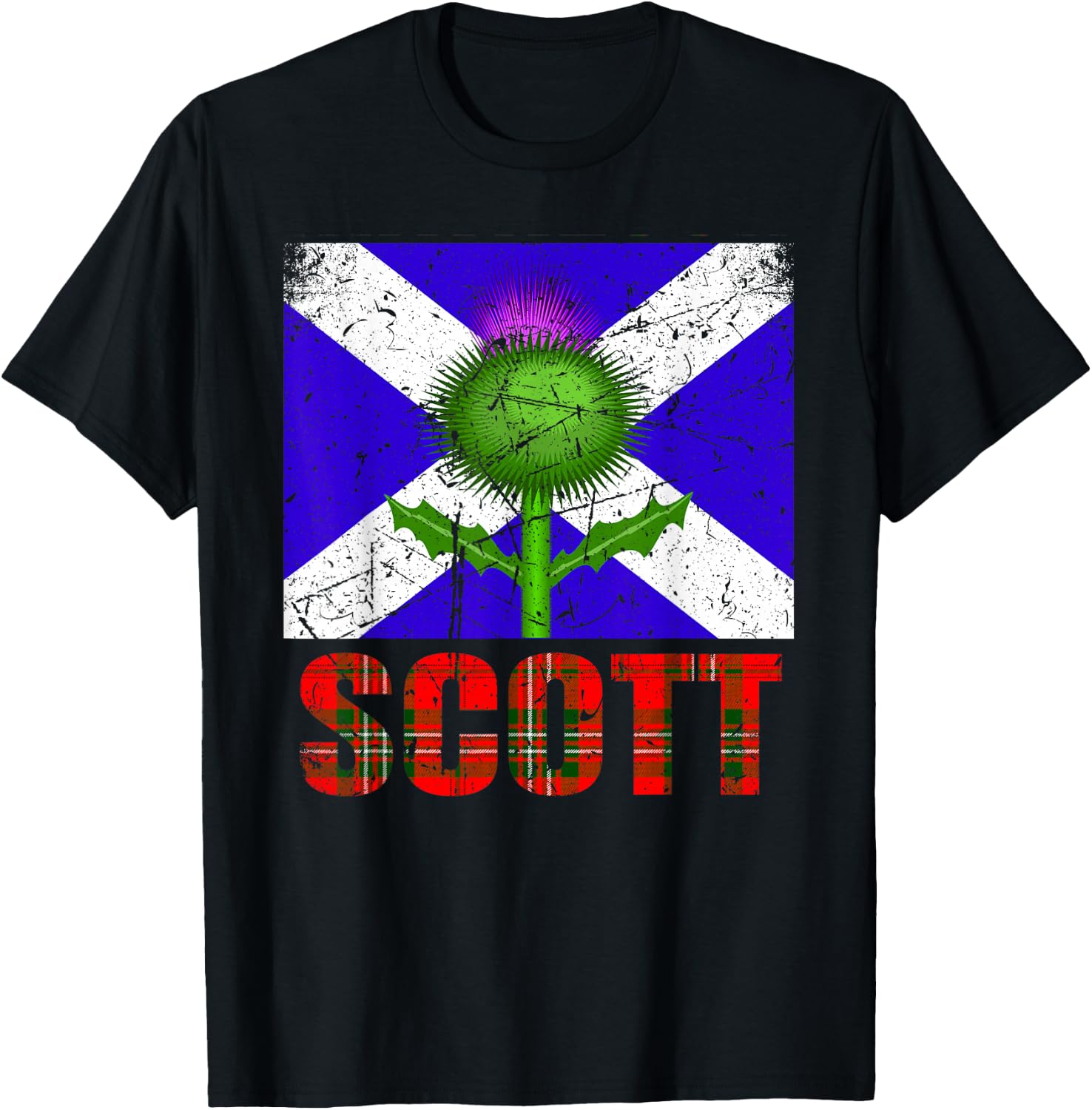 Clan Scott Tartan Scottish Last Name Scotland Pride , Black, S T-Shirt - T-Shirt | Black