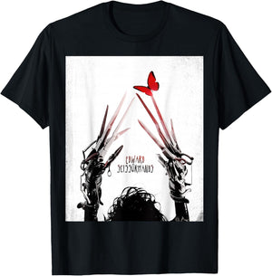 Tim Burton's Edward Scissorhands Red Butterfly Movie Poster Small T-Shirt - T-Shirt | Black