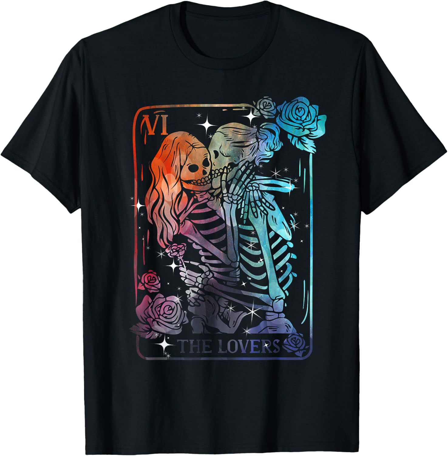The Lovers Tarot Card Occult Goth Halloween Gothic Kissing T-Shirt - T-Shirt | Black