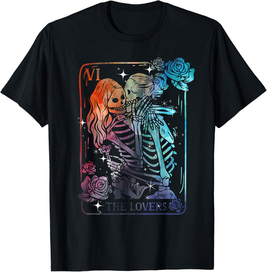 The Lovers Tarot Card Occult Goth Halloween Gothic Kissing T-Shirt - T-Shirt | Black